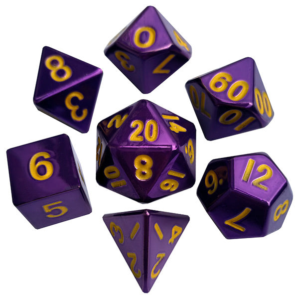 7-Die Set Metal: Purple Painted Dice