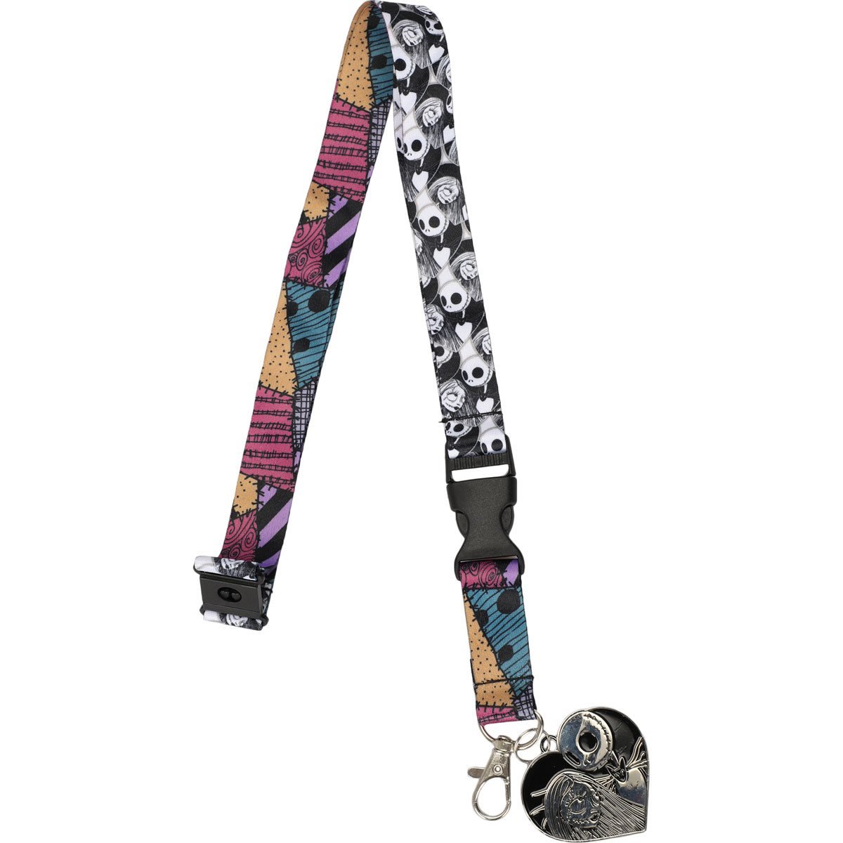 The Nightmare Before Christmas Jack and Sally Metal Charm Lanyard