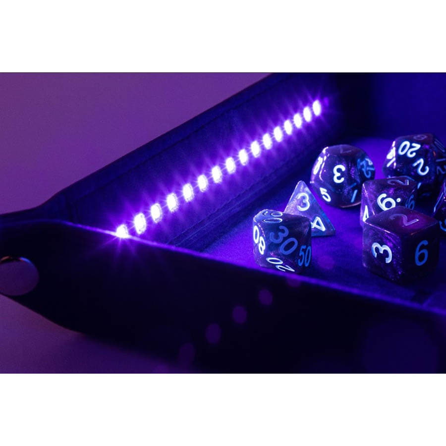 BLACKLIGHT DICE TRAY WITH BLACK D20