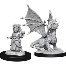 D&D Minis Silver Dragon Wyrmling & Halfling Dragon Friend