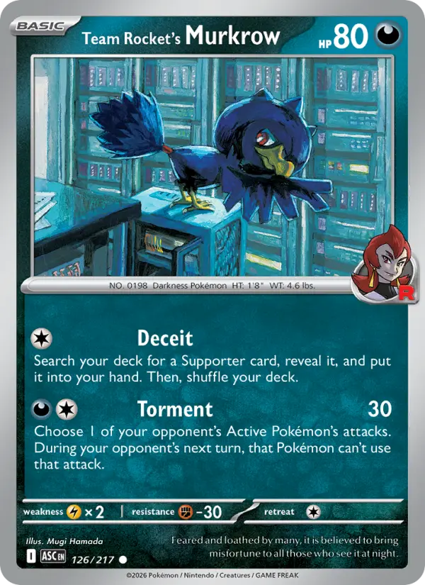 Team Rocket's Murkrow (Team Rocket) - 126/217 - Reverse Holofoil