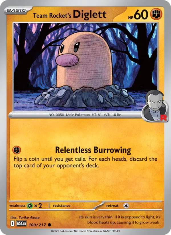 Team Rocket's Diglett (Energy Symbol Pattern) - 100/217 - Reverse Holofoil