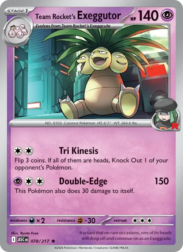 Team Rocket's Exeggutor (Energy Symbol Pattern) - 078/217 - Reverse Holofoil