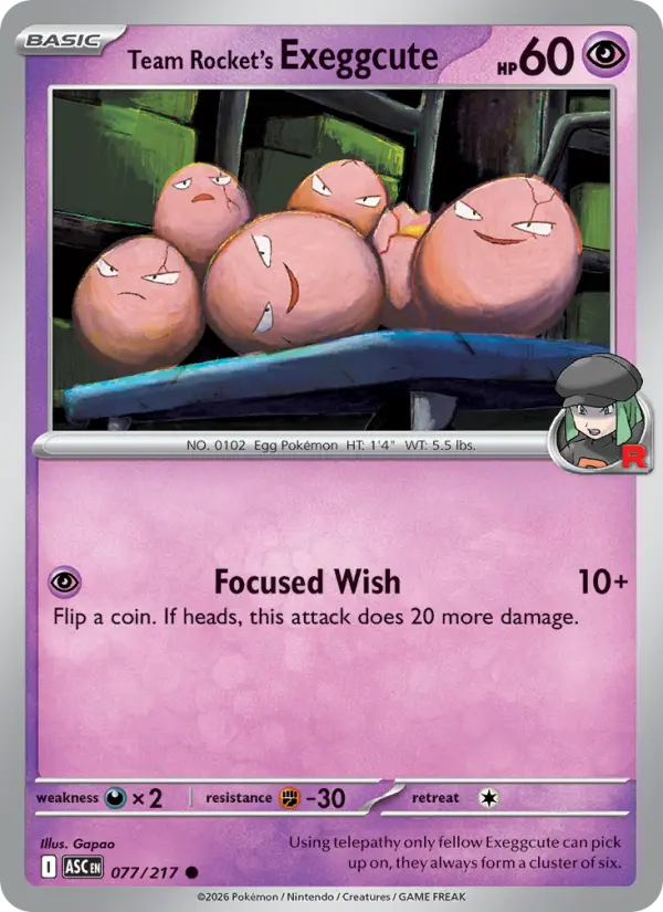 Team Rocket's Exeggcute (Team Rocket) - 077/217 - Reverse Holofoil
