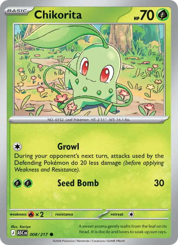 Chikorita (Friend Ball) - 008/217 - Reverse Holofoil