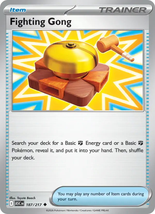Fighting Gong - 187/217 - Reverse Holofoil