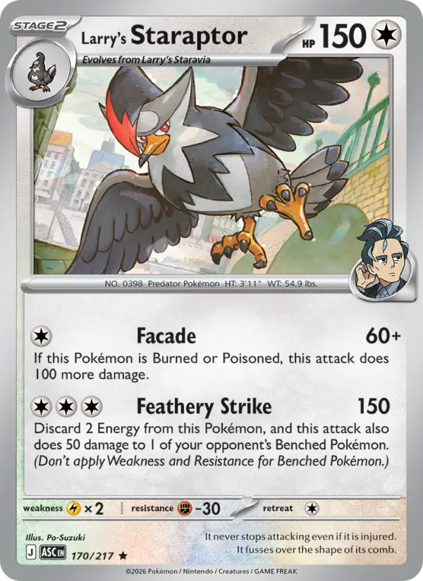 Larry's Staraptor  - 170/217 - Reverse Holofoil