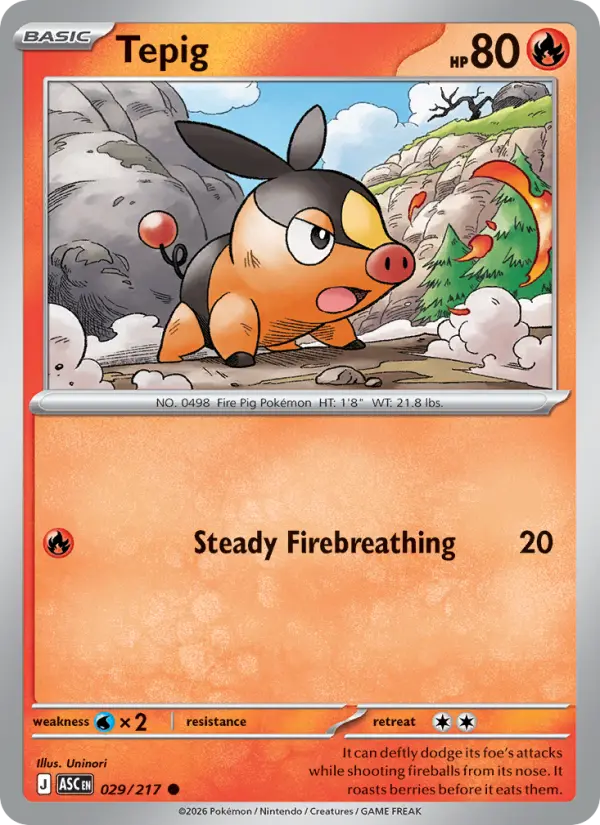 Tepig (Friend Ball) - 029/217 - Reverse Holofoil