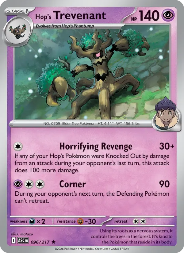 Hop's Trevenant  - 096/217 - Reverse Holofoil
