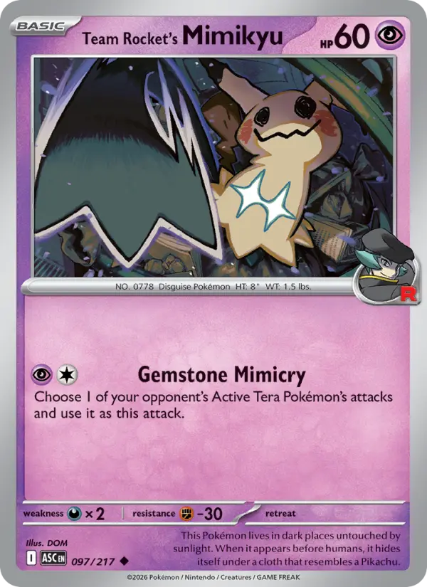 Team Rocket's Mimikyu  - 097/217 - Reverse Holofoil