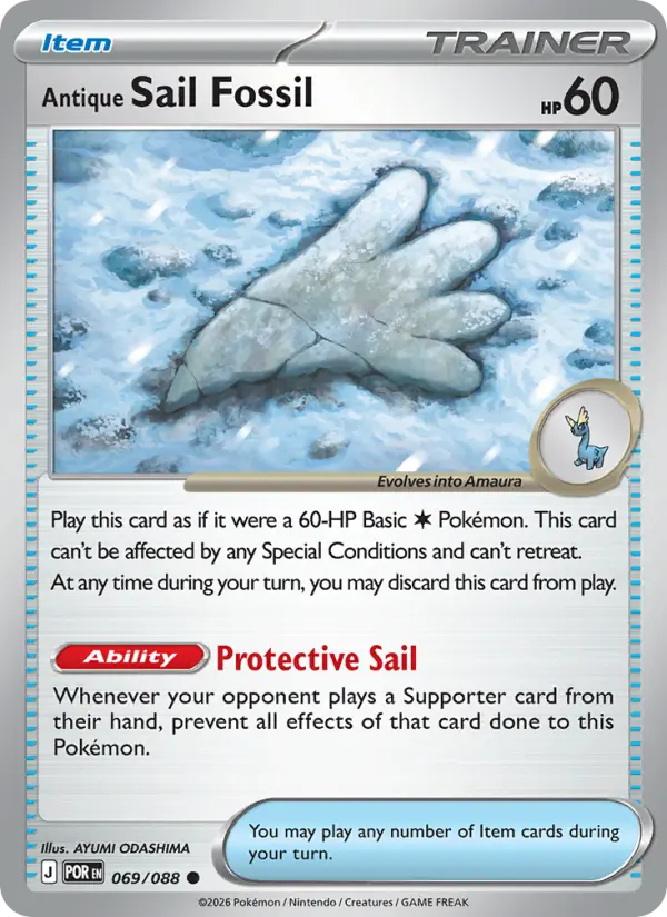 Antique Sail Fossil - 069/088 - Reverse Holofoil