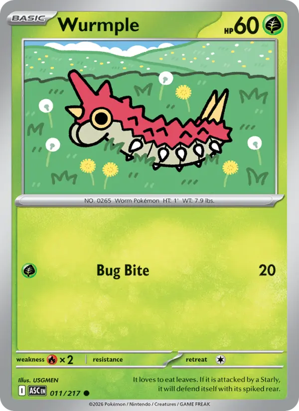Wurmple (Love Ball) - 011/217 - Reverse Holofoil