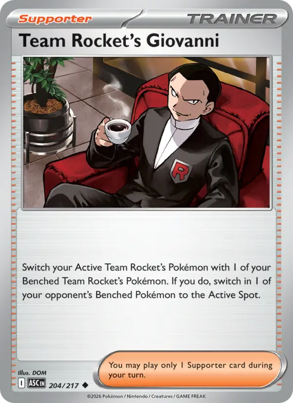 Team Rocket's Giovanni - 204/217 - Reverse Holofoil