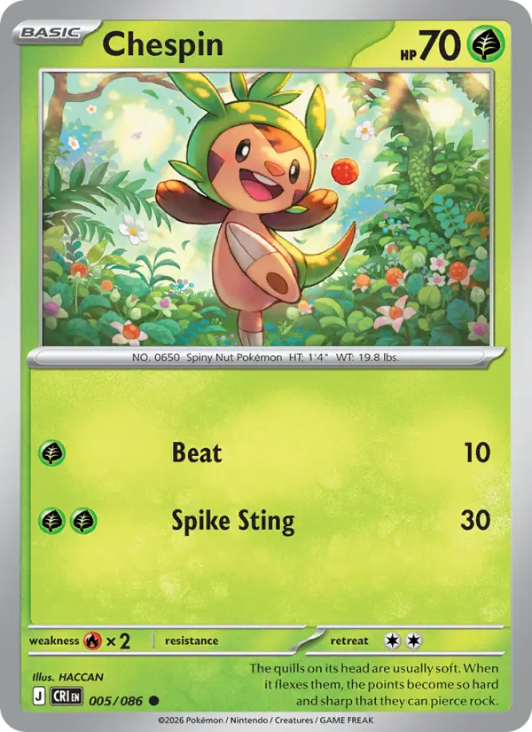 Chespin  - 005/086 - Reverse Holofoil