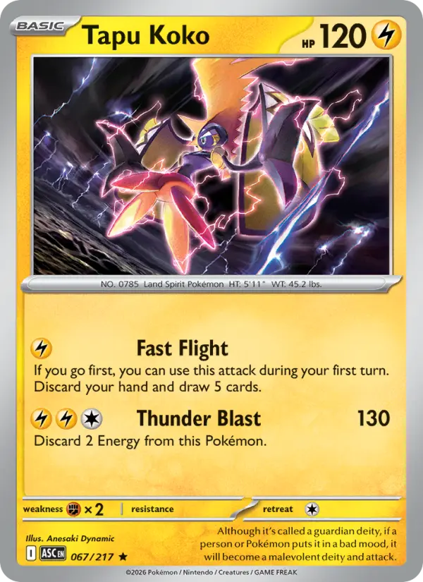 Tapu Koko (Quick Ball) - 067/217 - Reverse Holofoil