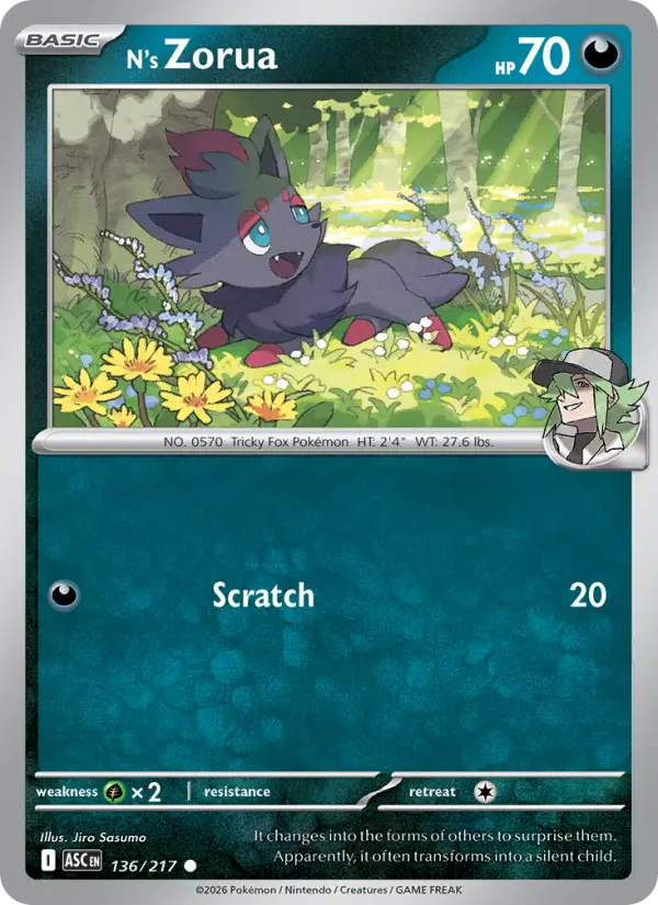 N's Zorua (Energy Symbol Pattern) - 136/217 - Reverse Holofoil