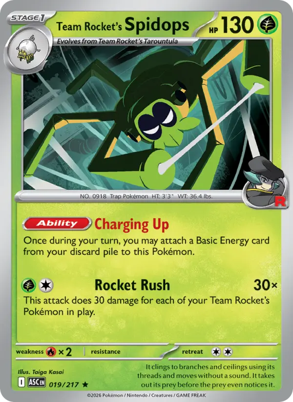 Team Rocket's Spidops (Energy Symbol Pattern) - 019/217 - Reverse Holofoil
