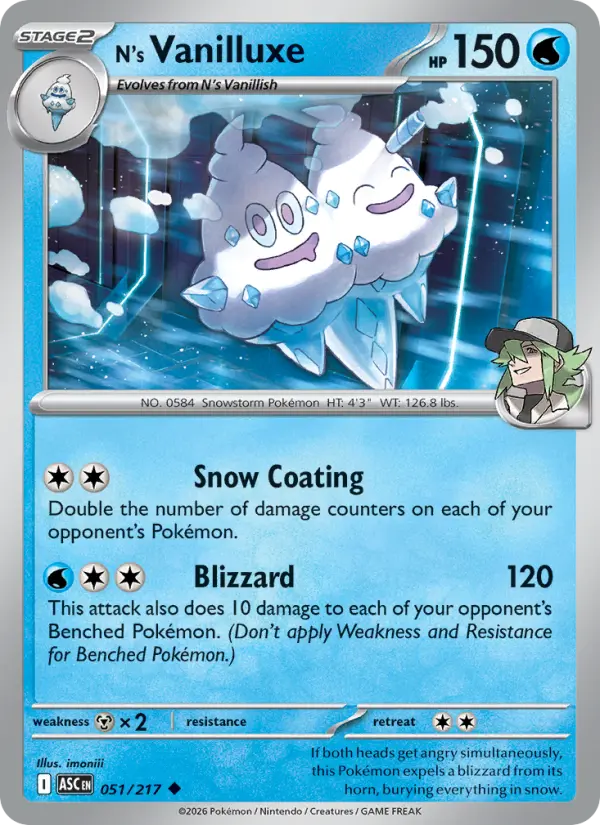 N's Vanilluxe (Energy Symbol Pattern) - 051/217 - Reverse Holofoil
