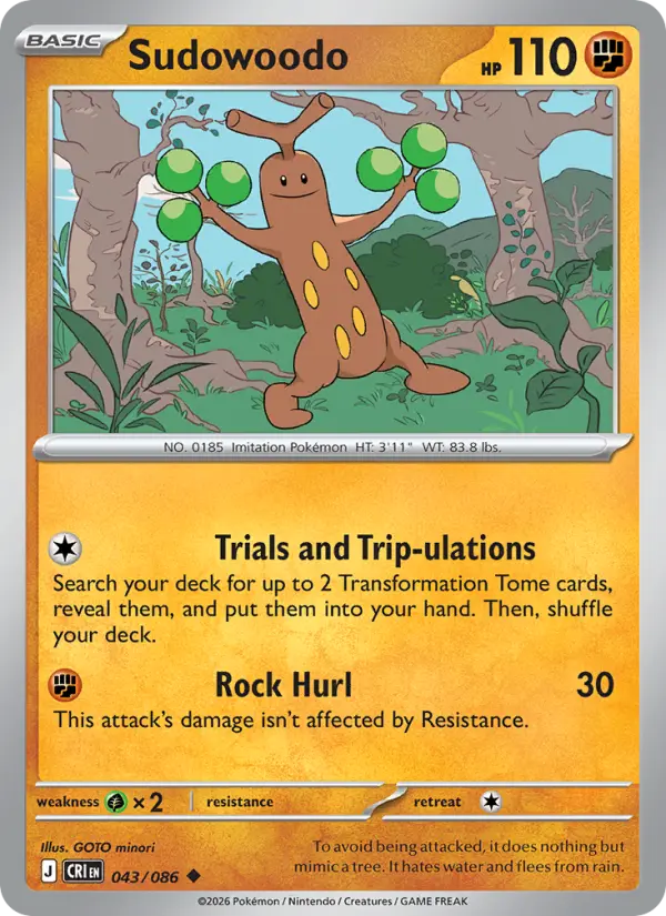 Sudowoodo - 043/086 - Reverse Holofoil