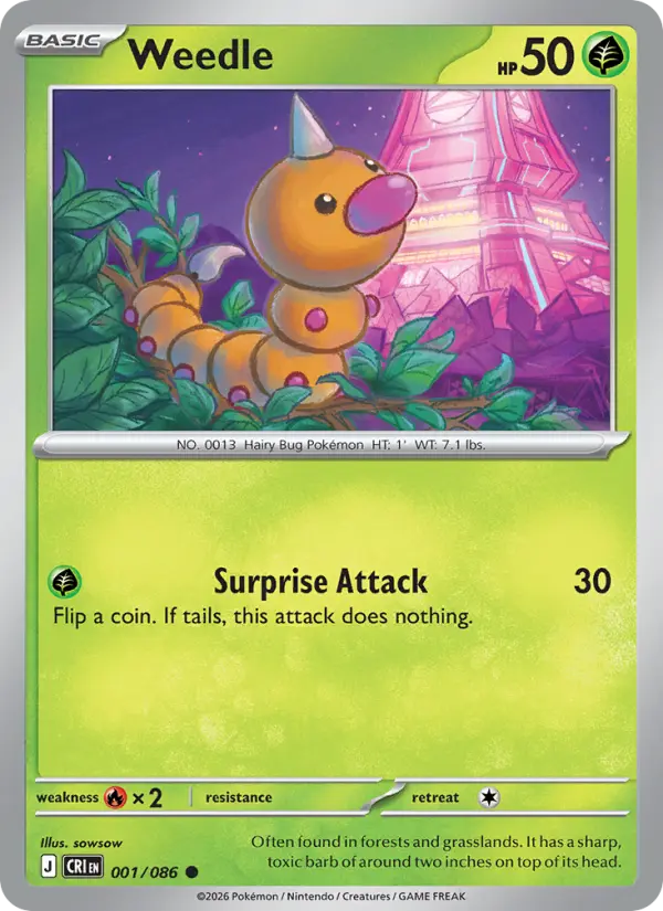 Weedle - 001/086 - Reverse Holofoil