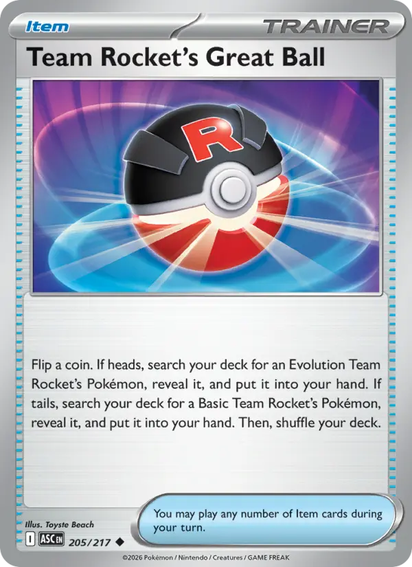 Team Rocket's Great Ball - 205/217 - Reverse Holofoil