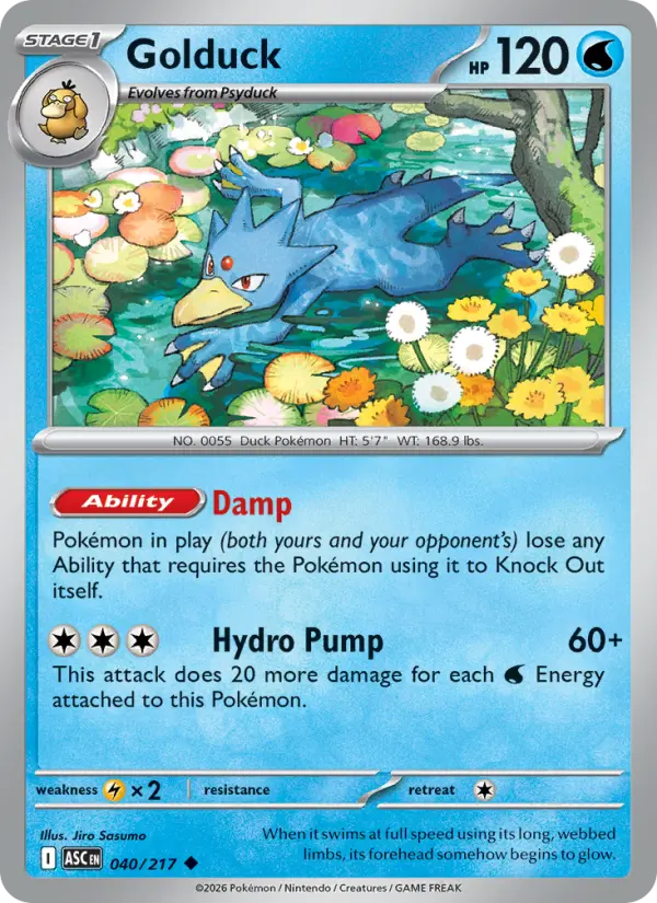 Golduck (Love Ball) - 040/217 - Reverse Holofoil