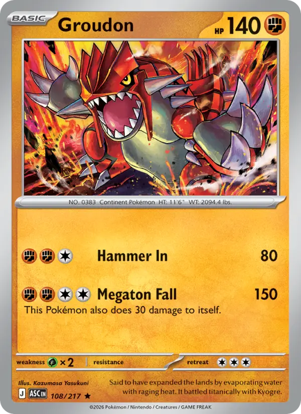 Groudon (Energy Symbol Pattern) - 108/217 - Reverse Holofoil