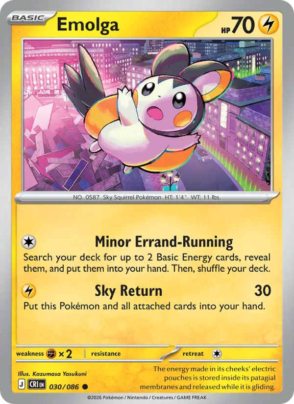 Emolga - 030/086 - Reverse Holofoil