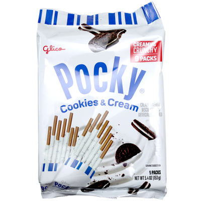 GLICO Pocky Cookies Cream Covered Biscuit Sticks Family Size 129.6g