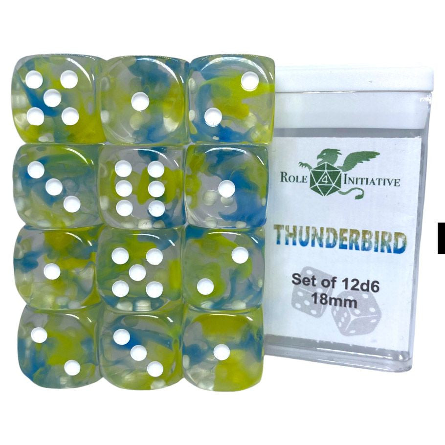 Roll 4 Initiative d6 Cube 18mm Diffusion Thunderbird with pips (12)
