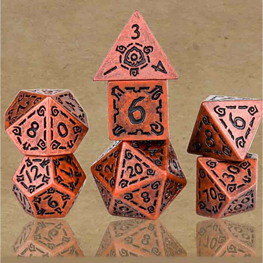 7CT POLY DICE SET: ILLUSORY METAL: COPPER