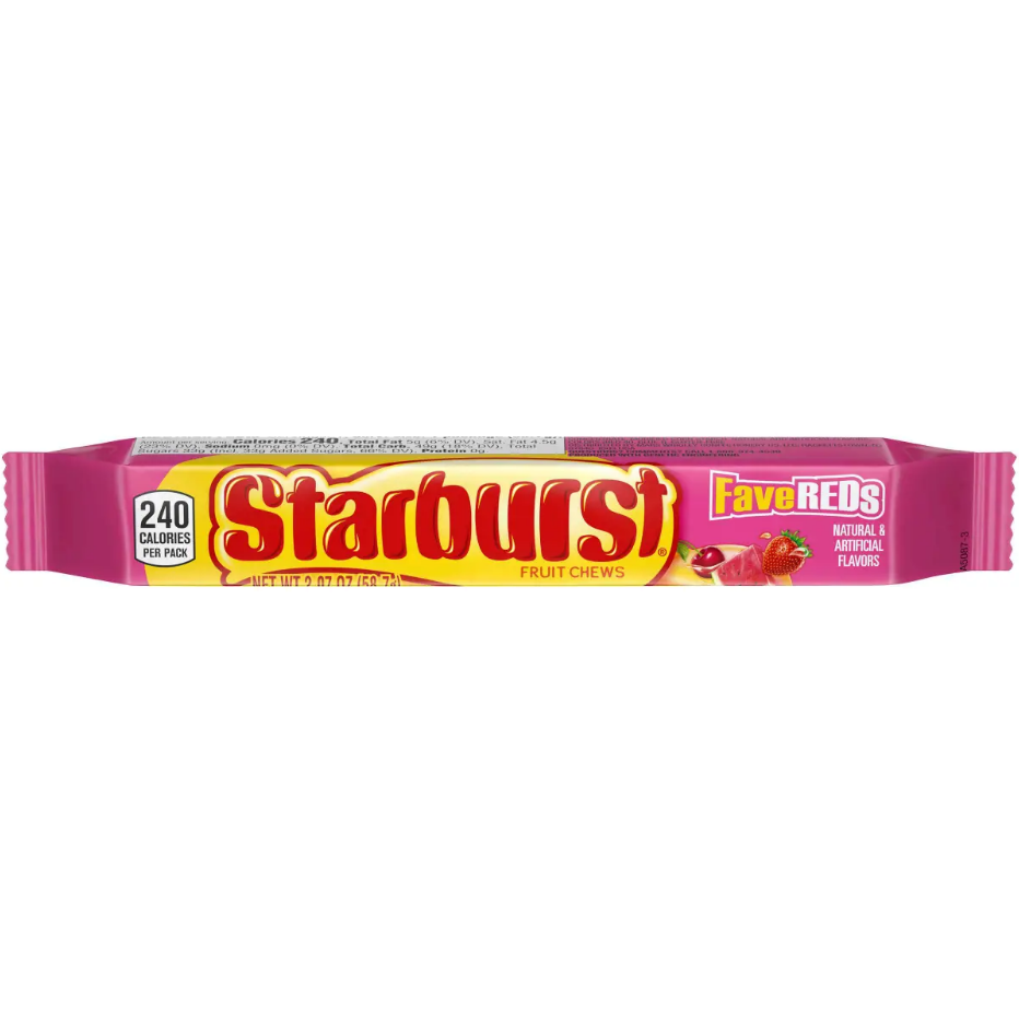 Starburst FaveReds Fruity Chewy Candy, Full Size, 2.07 oz.