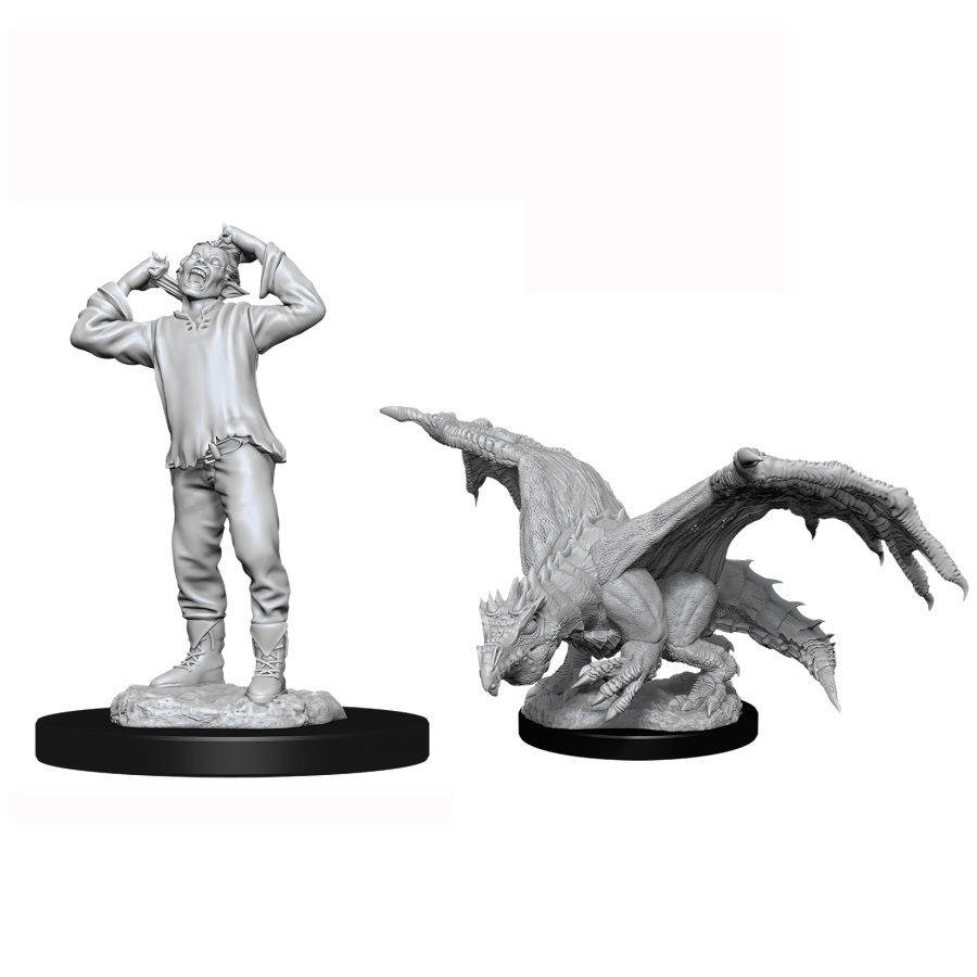 Dungeons & Dragons: Nolzur's Marvelous Unpainted Miniatures - W11 Green Dragon Wyrmling & Afflicted Elf