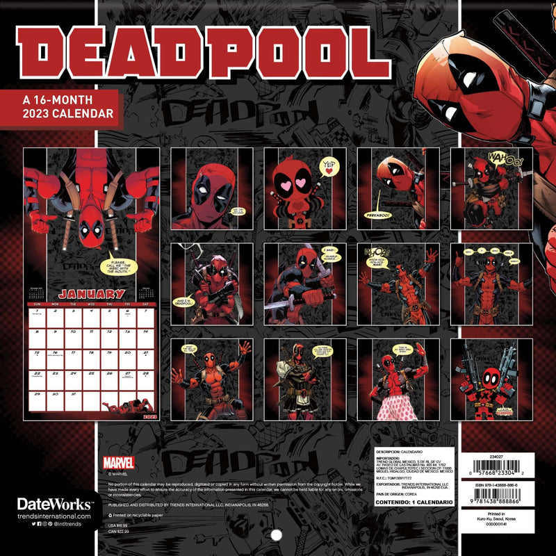 Marvel Deadpool 2023 Calendar