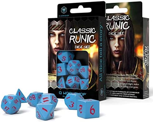 Classic Runic Dice Set - Blue/Red