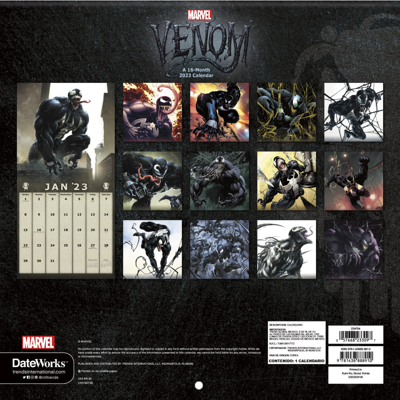 Marvel Venom 2023 Calendar